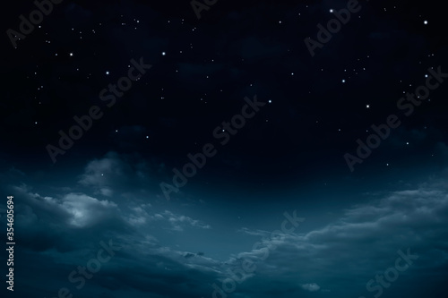 beautiful cloudy starry night sky 