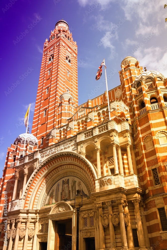 Westminster Cathedral, London. Filtered colors style.