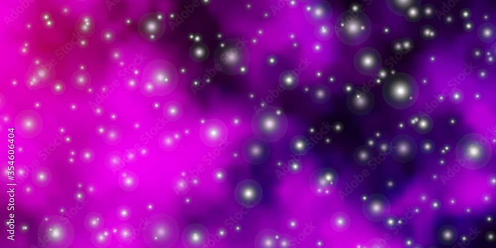 Light Purple, Pink vector background with small and big stars. Blur decorative design in simple style with stars. Best design for your ad, poster, banner.