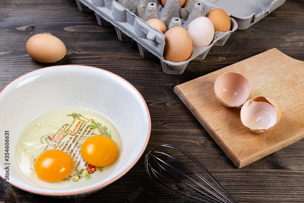 Fresh chicken eggs on the table Fresh chicken eggs on the table