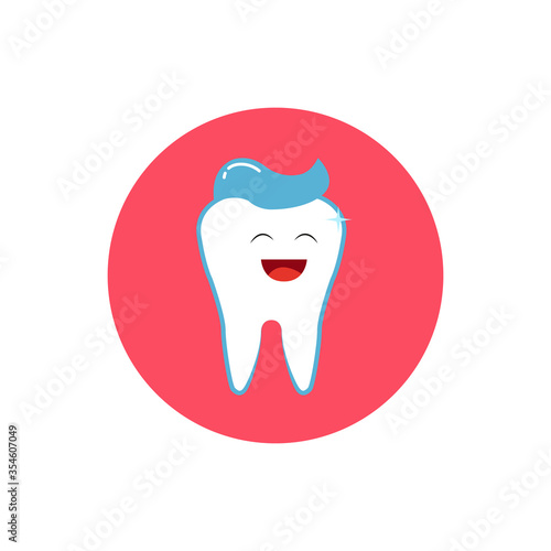 Happy Tooth Character - Vector Flat Illustration