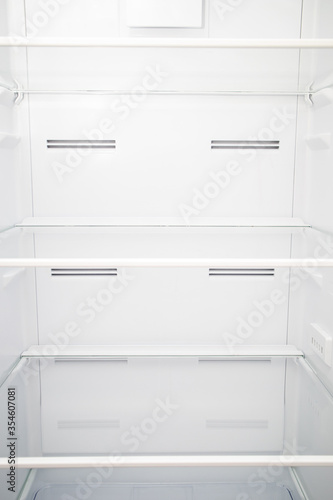 Empty fridge inside. Vertical orientation