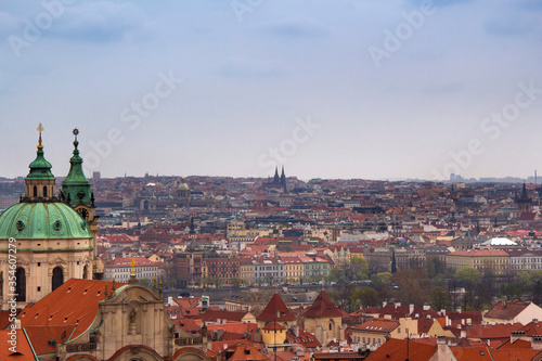 Scenic view of the historical center of Prague, buildings and sights of the old town, Prague, Czech Republic