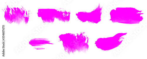 Set of pink watercolor smear brushes. Watercolor brushes for painting