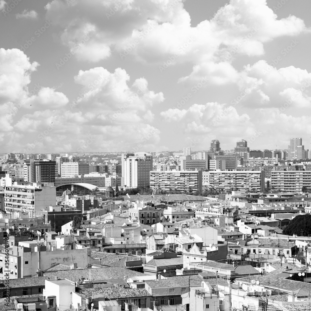 Valencia city. Black and white retro style. Valencia city. Black and white retro style.