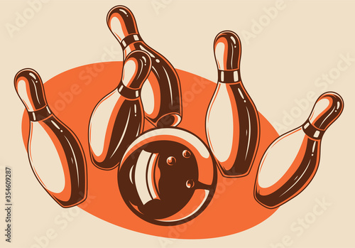 Bowling colored illustration