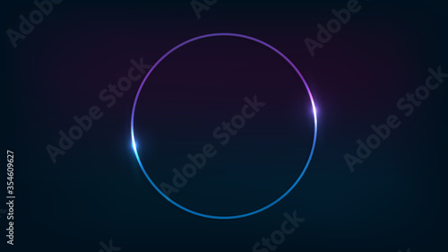 Neon circle frame with shining effects 