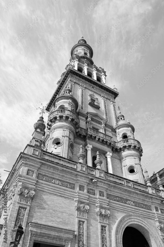 Sevilla, Spain. Black and white vintage filter style.
