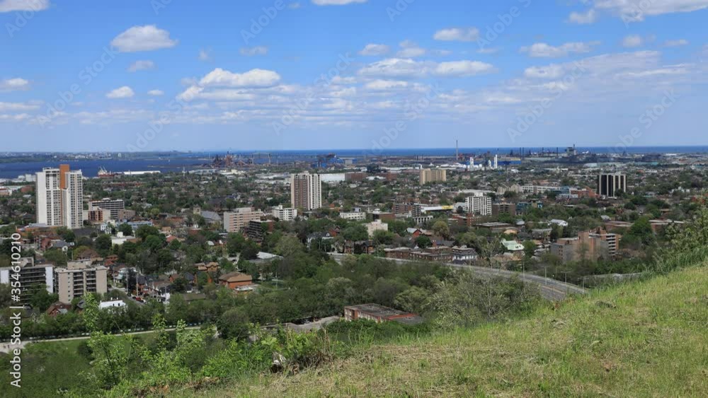 Timelapse of Hamilton, Ontario with harbour in background 4K Timelapse of Hamilton, Ontario with harbour in background 4K