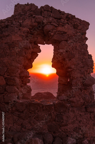 A beautiful Sunset at Monolithos castle  Rhodes island  Greece