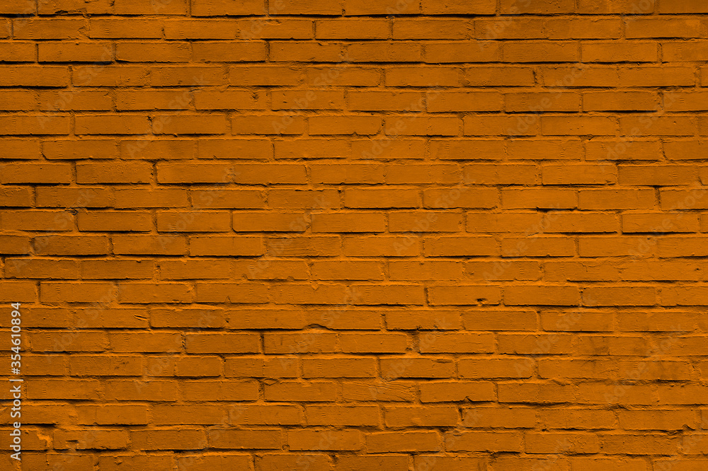 Light brown or teracotta Brick wall texture close up. Top view.