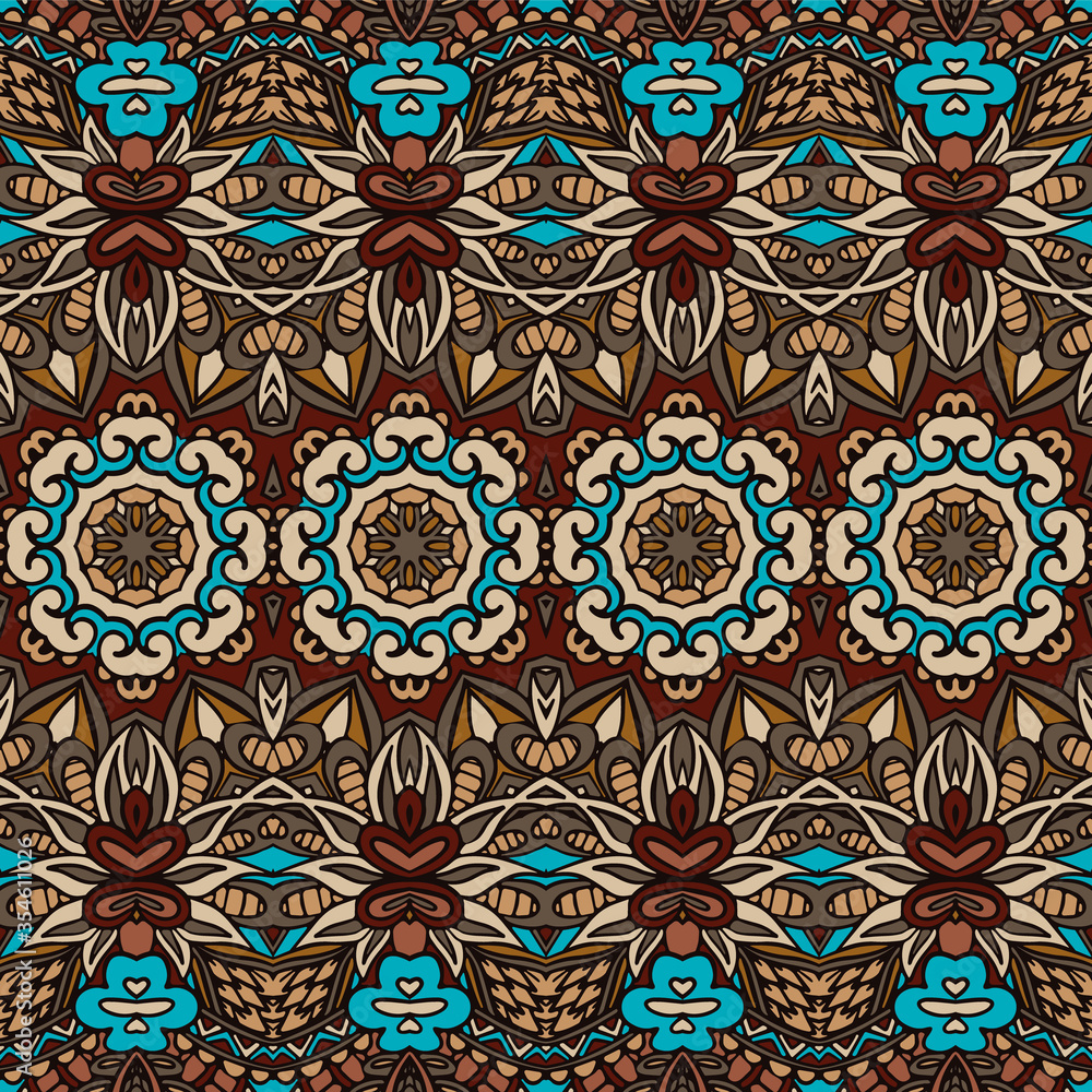 Vector seamless pattern african art. Geomertic batik ikat.
