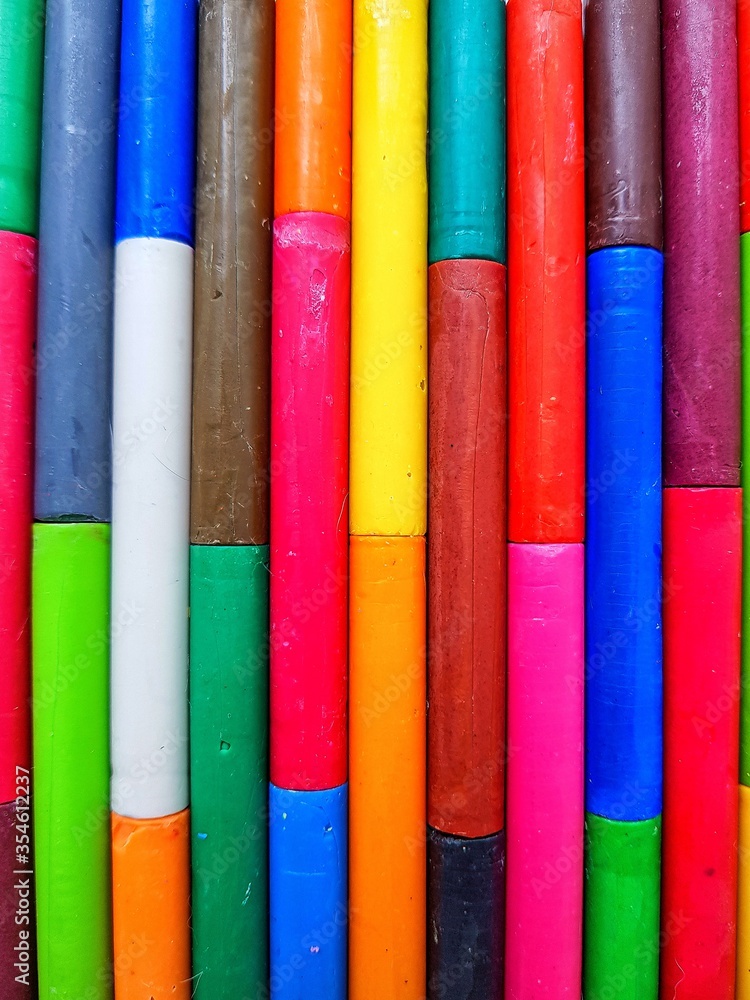 Lots of colorful wax pencils that take up the entire field of view. Lots of colorful wax pencils that take up the entire field of view.