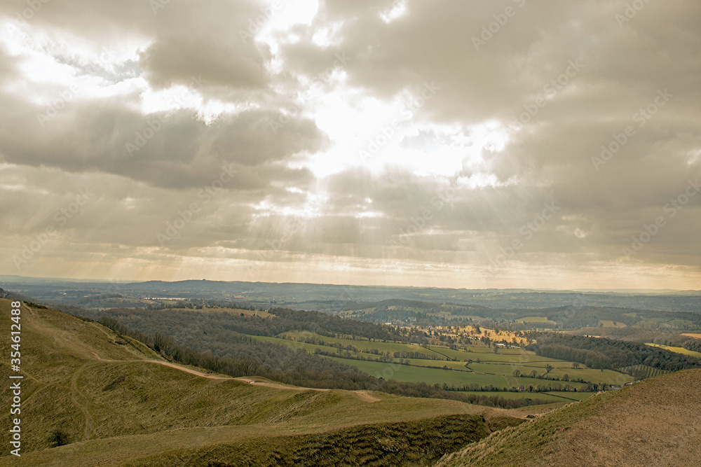 Storm clouds over the 
Malvern hills of England in the springtime