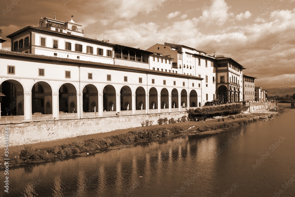 Florence Italy. Sepia toned vintage filter photo.