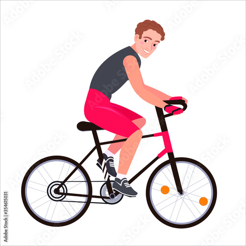 Young man drives a bike