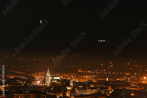 Night cityscape of the city at the north of Spain in Asturias