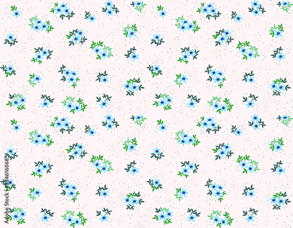Cute Floral pattern in the small flower. Ditsy print. Motifs scattered random. Seamless vector texture. Elegant template for fashion prints. Printing with small light blue flowers. White background. Cute Floral pattern in the small flower. Ditsy print. Motifs scattered random. Seamless vector texture. Elegant template for fashion prints. Printing with small light blue flowers. White background.
