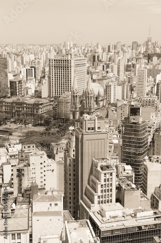 Sao Paulo. Sepia toned vintage filter photo.