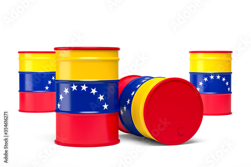 Venezuela oil barrels isolated on white background. 3d illustration photo