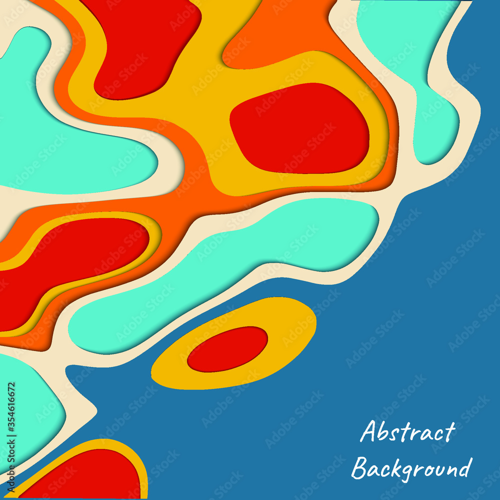 Abstract papercut layers create topography map  background., Vector illustration for design.