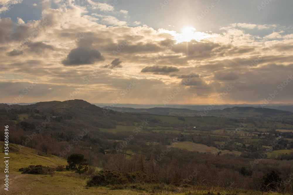 Rainy clouds along the Malvern hills