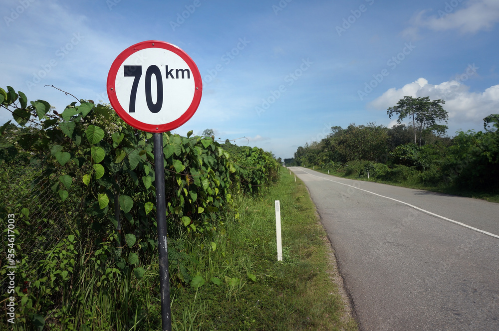 Signs on the limited speed highway 70km Signs on the limited speed highway 70km
