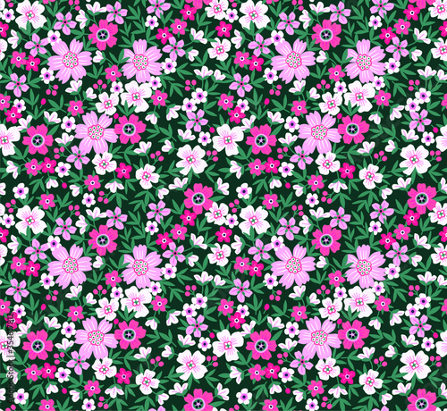 Elegant floral pattern in small pink flower. Liberty style. Floral seamless background for fashion prints. Ditsy print. Seamless vector texture. Spring bouquet.