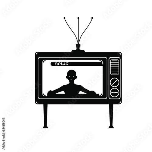TV news release. An announcer on the TV. flat illustration.