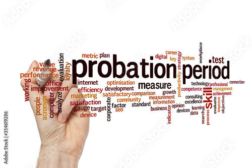 Probation period word cloud concept photo