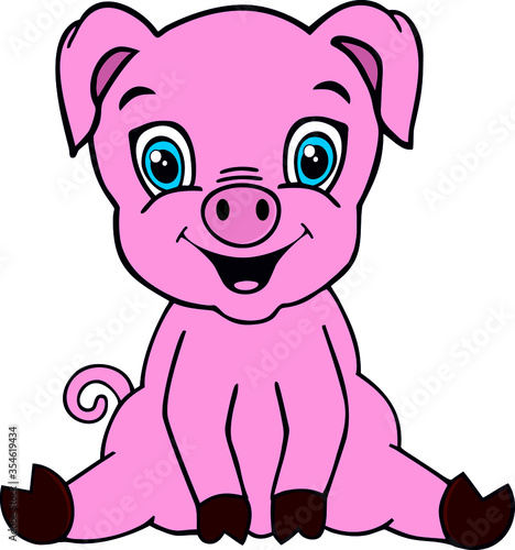 Fototapeta Naklejka Na Ścianę i Meble -  Funny pig. Animal in cartoon style. Vector template for design T-shirts. Fashion graphic for apparel. Character image pig for children's magazines and preschool institution