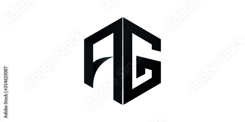 AG initial 3d letter logo polygone shape vector design
