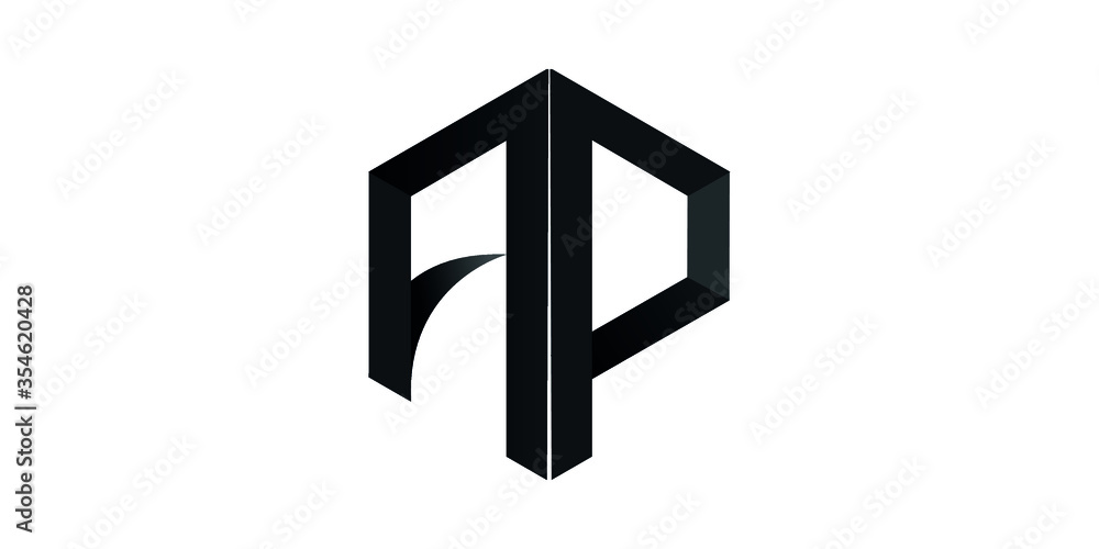 Fototapeta premium AP initial 3d letter logo polygone shape vector design