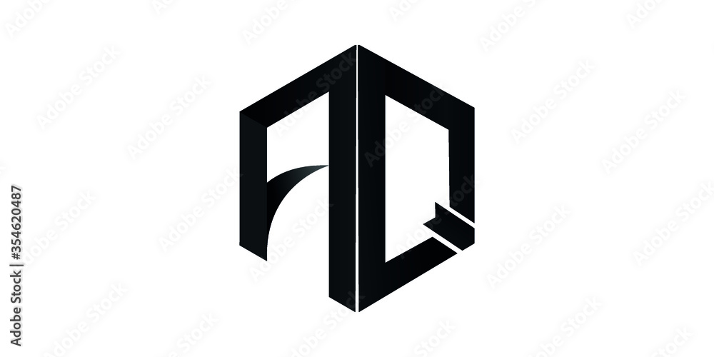 AQ initial 3d letter logo polygone shape vector design AQ initial 3d letter logo polygone shape vector design