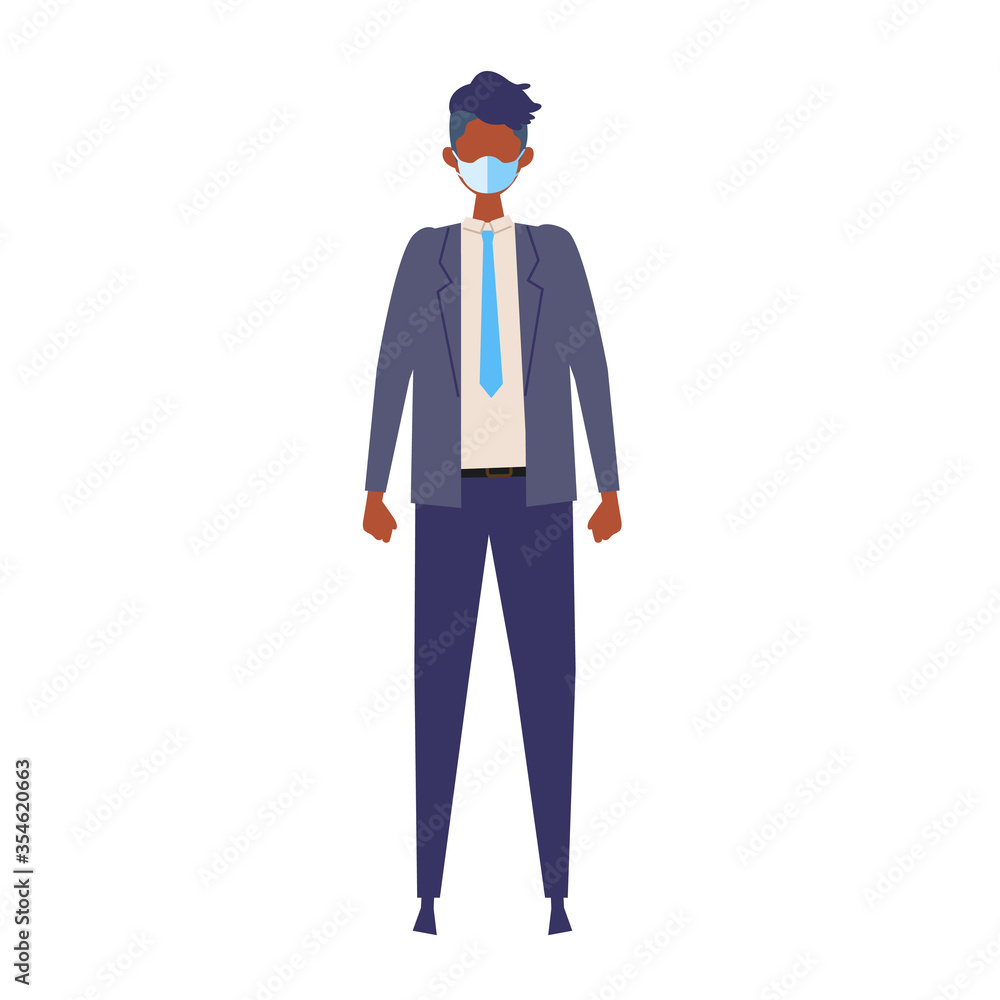 Vector flat illustration of man wearing a surgical mask. Vector flat illustration of man wearing a surgical mask.