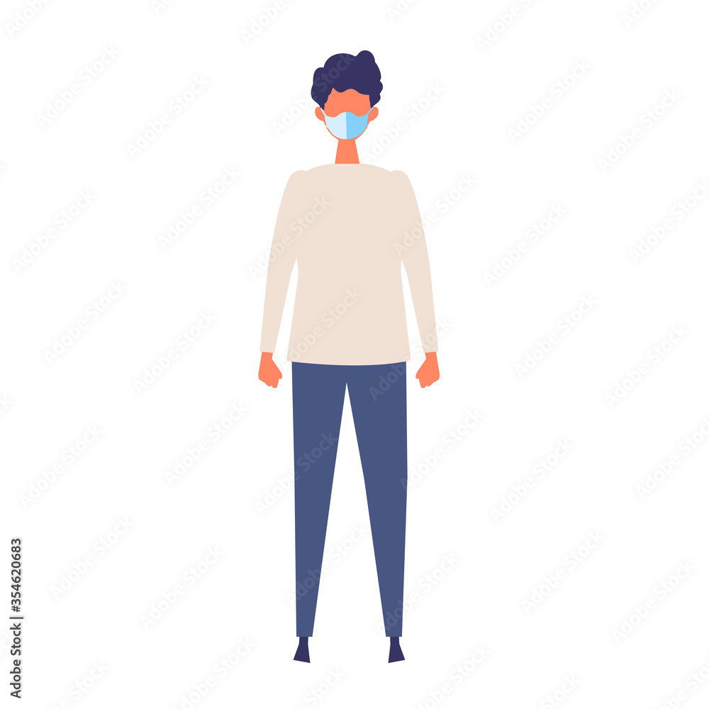 Vector flat illustration of man wearing a surgical mask. Vector flat illustration of man wearing a surgical mask.