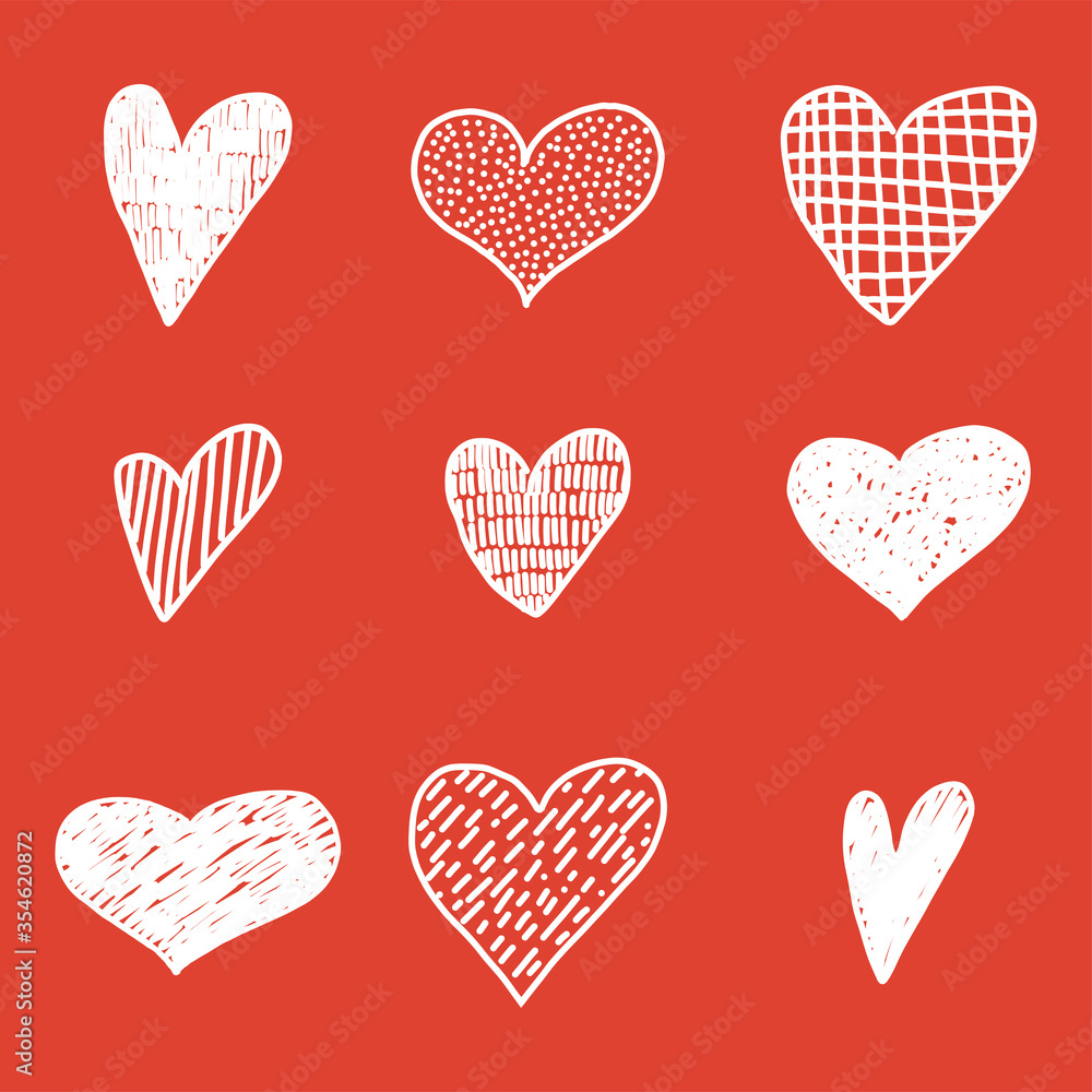 Set line illustration for hearts. Simple drawing vector illustrations. Set line illustration for hearts. Simple drawing vector illustrations.