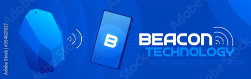 The Beacon Boom: Fitting Beacon Technology Banner Local SEO Strategy. Vector flat illuustration.