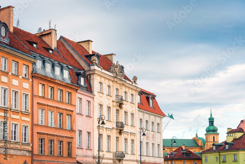 Street view of downtown in Warsaw, Poland