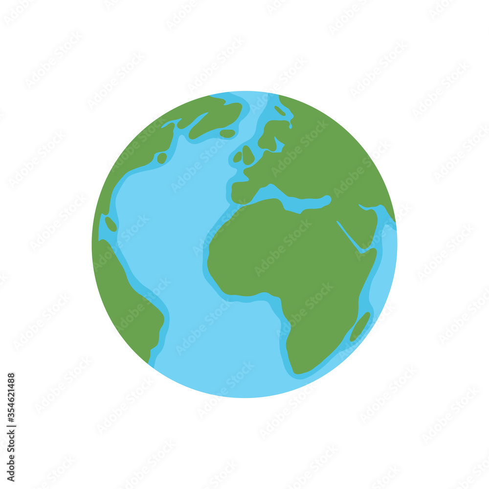 Hand drawn vector card with globe. Save the World, save the Planet concept. Vector modern template with Earth isolated on white background. Vector illustration. World map vector illustration