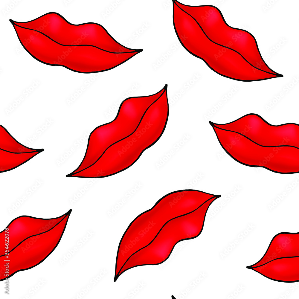 Seamless background for design. Lips, mouth, kiss, smile. Color illustration. Women's beautiful lips. Vector illustration Seamless background for design. Lips, mouth, kiss, smile. Color illustration. Women's beautiful lips. Vector illustration
