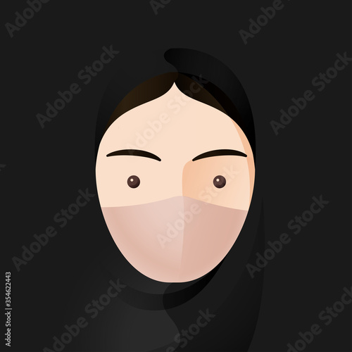 Muslim girl with face mask