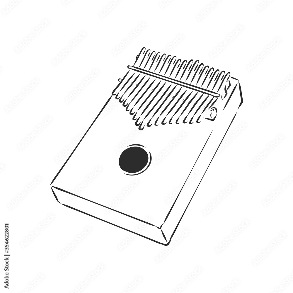 Thump piano or kalimba Mbira or thumb piano isolated on white vector