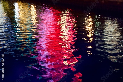 Colorful pattern reflected on the water surface.