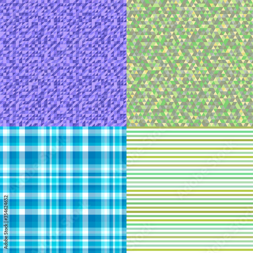 Set of seamless patterns. Simple colored background. Seamless geometric texture. Doodle for flyers, shirts and textiles