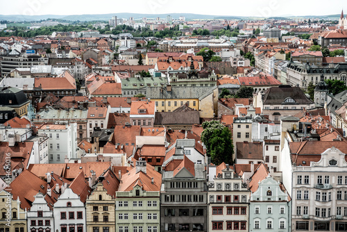 Pilsen cityscape, rooftop view. Czech Republic