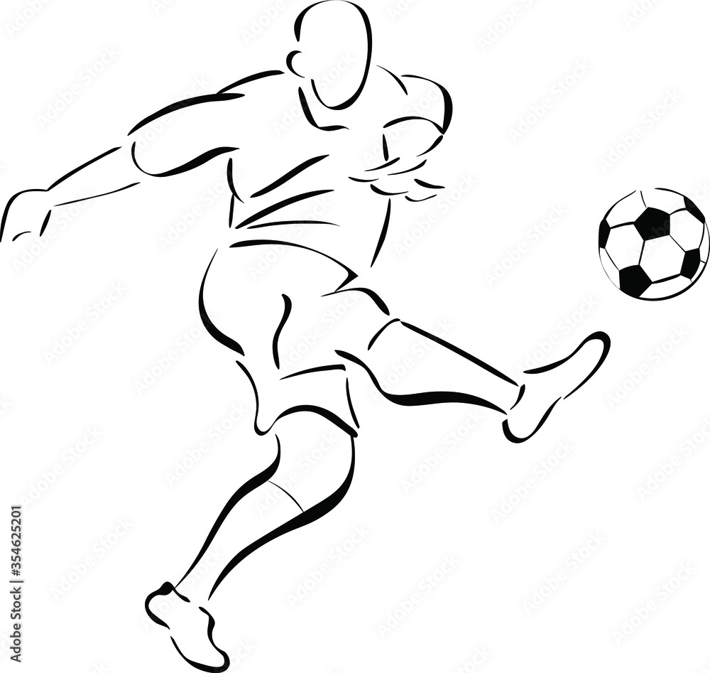 football, soccer man play with ball . Vector isolated design elements on white background. Concept for logo, cards, print 