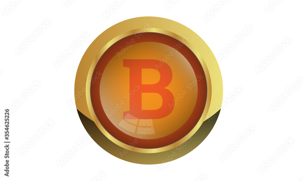 golden bitcoin button.Vector illustration isolated on white background. golden bitcoin button.Vector illustration isolated on white background.