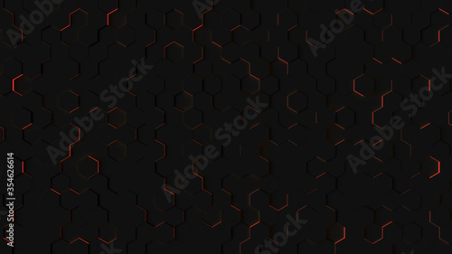 Canvas Print Black and red Number matrix modern building at night with light trails in shangh