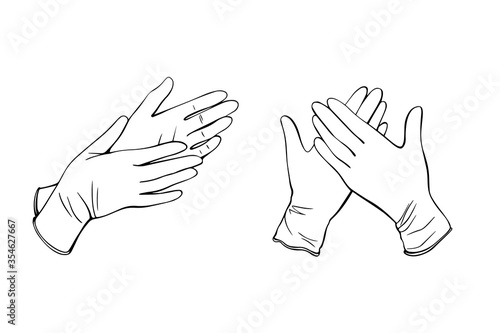 Latex surgical gloves.medical protective gloves isolated on a white background. vector illustration in the Doodle style.